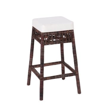 Bali Rustic Bohemian Hyacinth/Wood Backless Counter Stool - JONATHAN Y